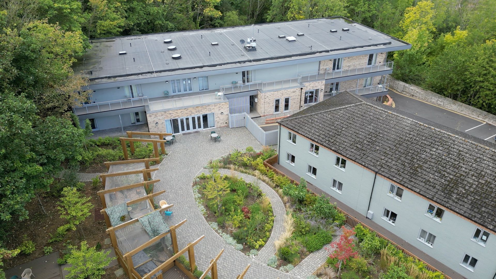 The gardens provide a calm space for residents at Rusticus in Nottingham