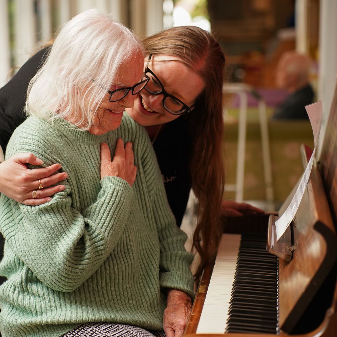 Everyday life continues with dementia at Cotgrave, such as playing musical instruments